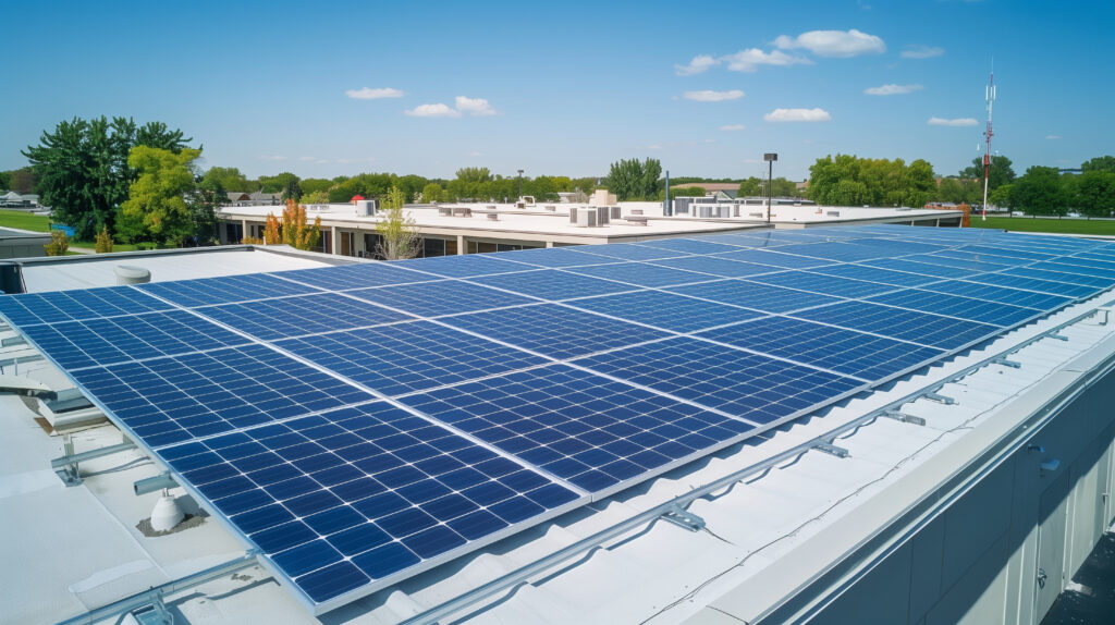 solar panels on the roof, eco friendly green energy, green technology Toiture solaire